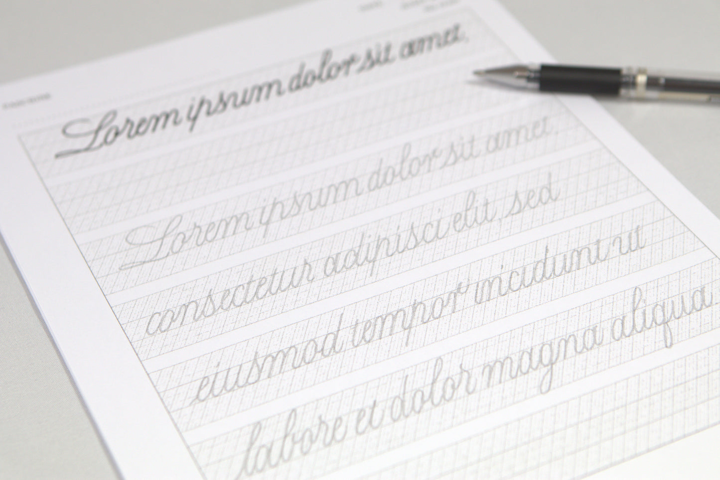 PAScribe - Copperplate Script - Worksheets & Grids - Monoline