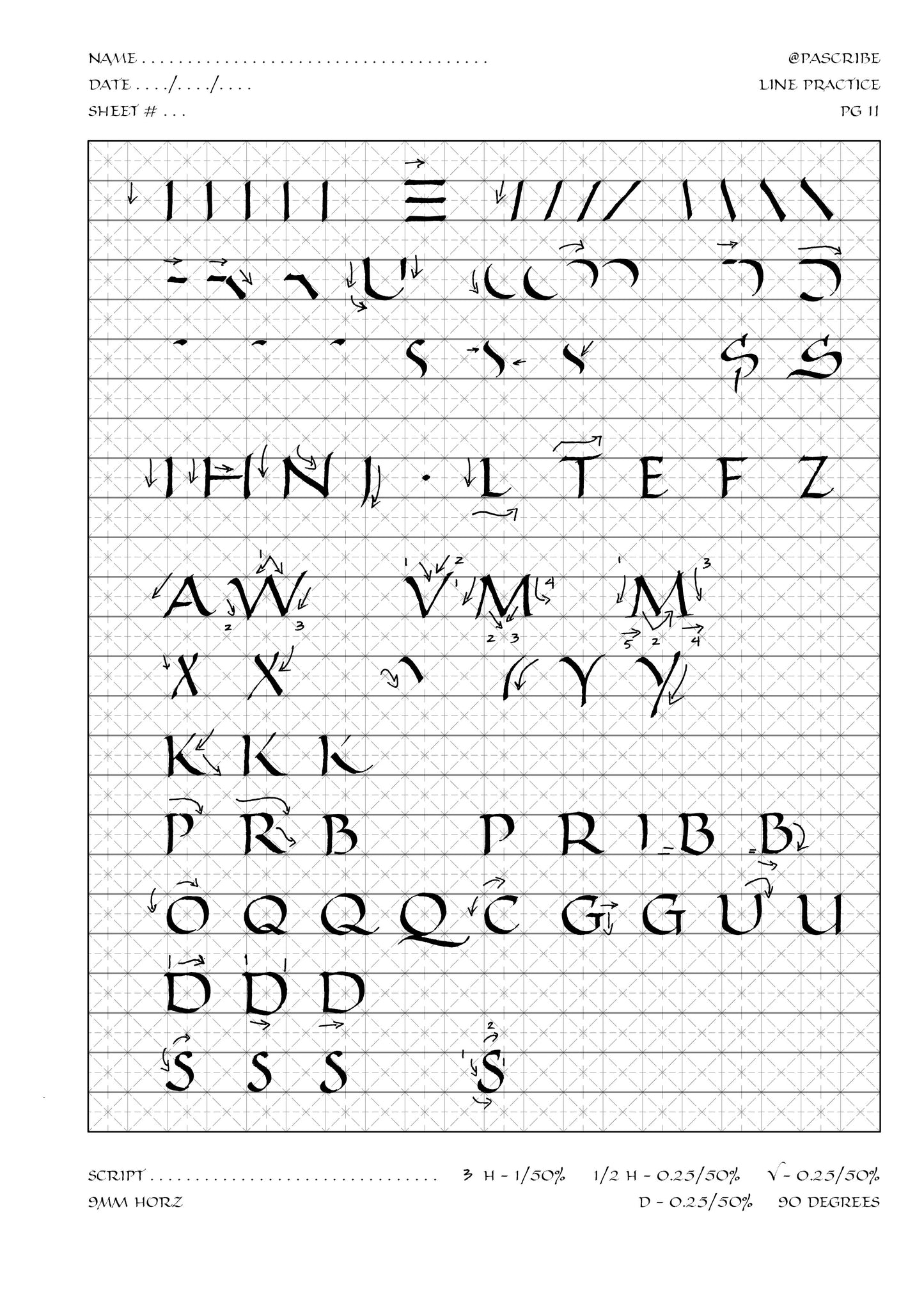 PAScribe - Small Caps - Handouts & Grids - Broad Edged Small & Large