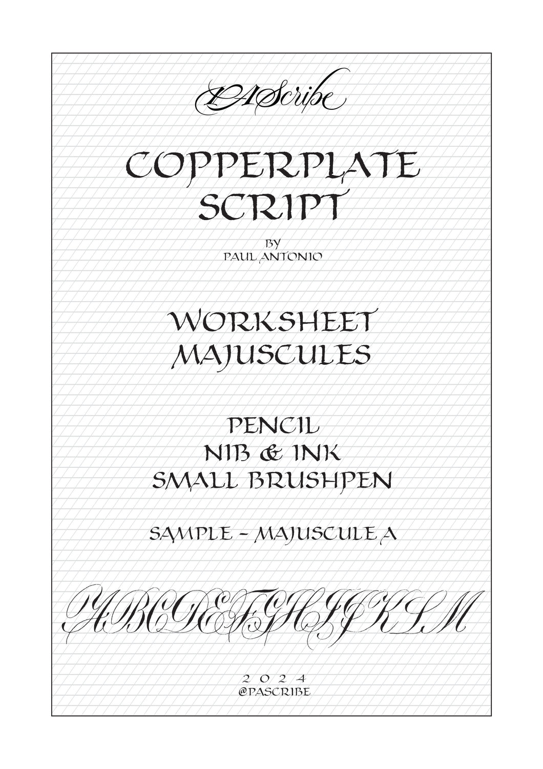 PAScribe Copperplate Script Angular Confinement Workbook - Majuscule A Sampler