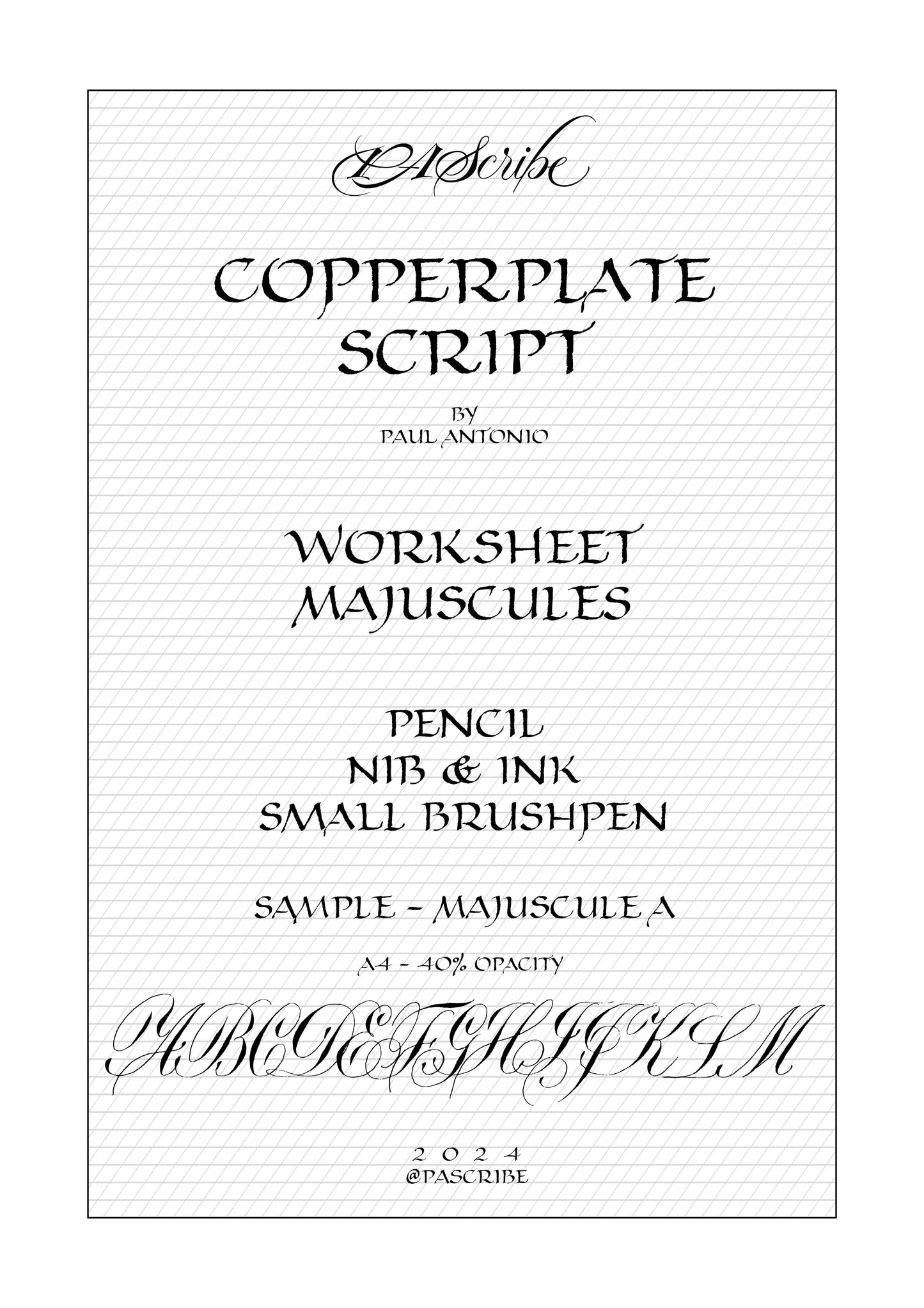 PAScribe - Copperplate Script - Majuscule A Sampler - FREE