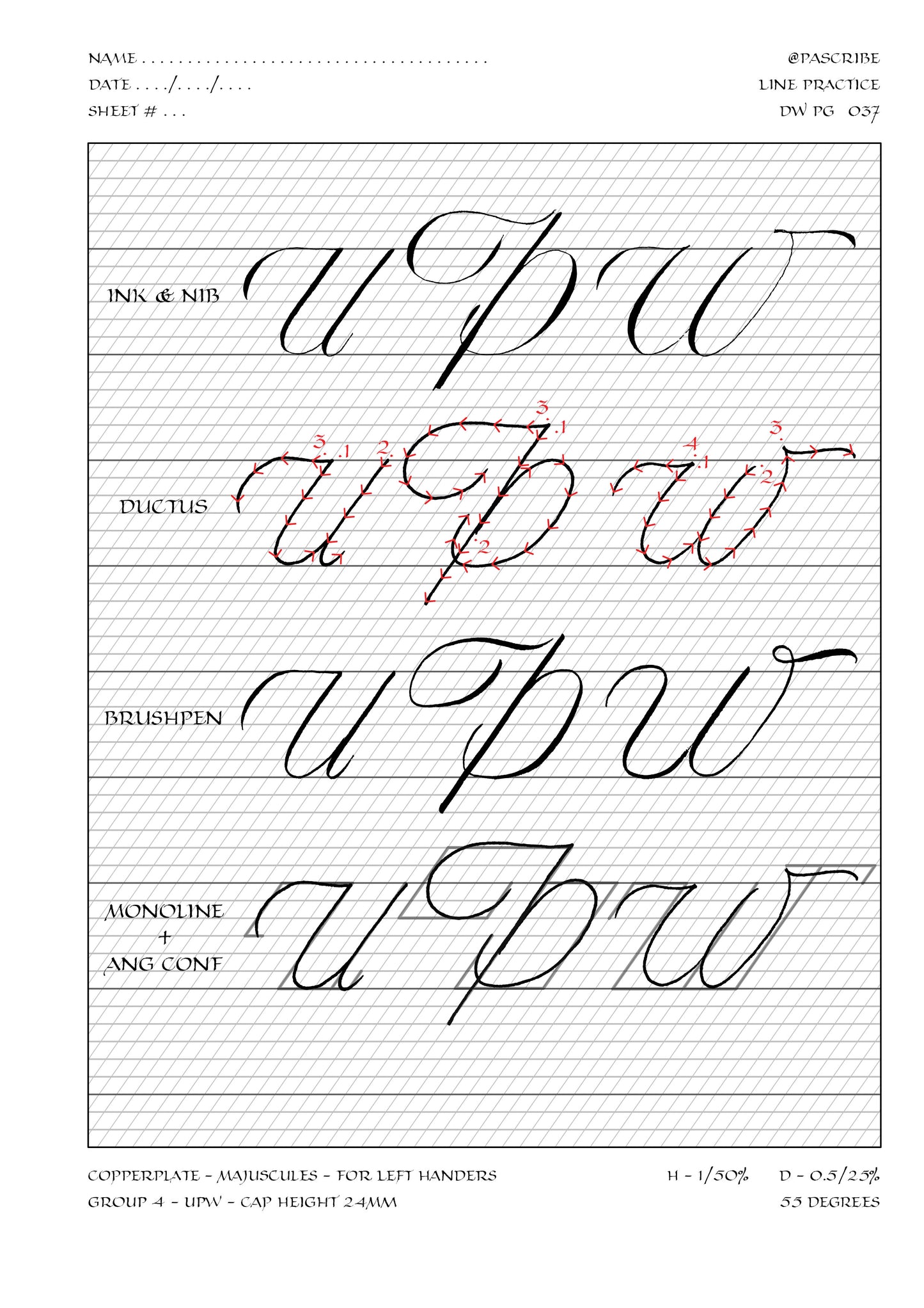 PAScribe - Copperplate Script - Majuscule A Sampler - FREE