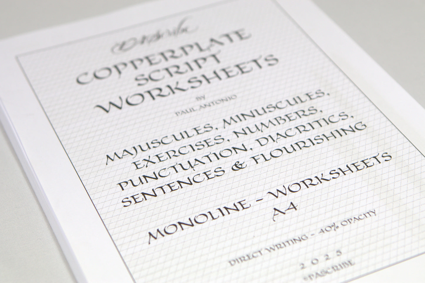 PAScribe - Copperplate Script - Worksheets & Grids - Monoline