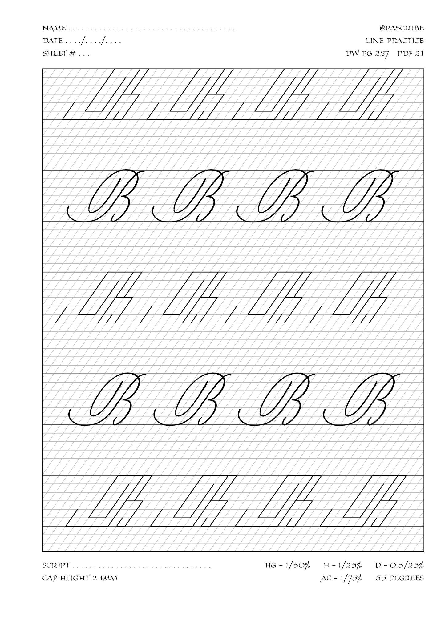 PAScribe - Copperplate Script - Workbook Majuscules for Right Handers