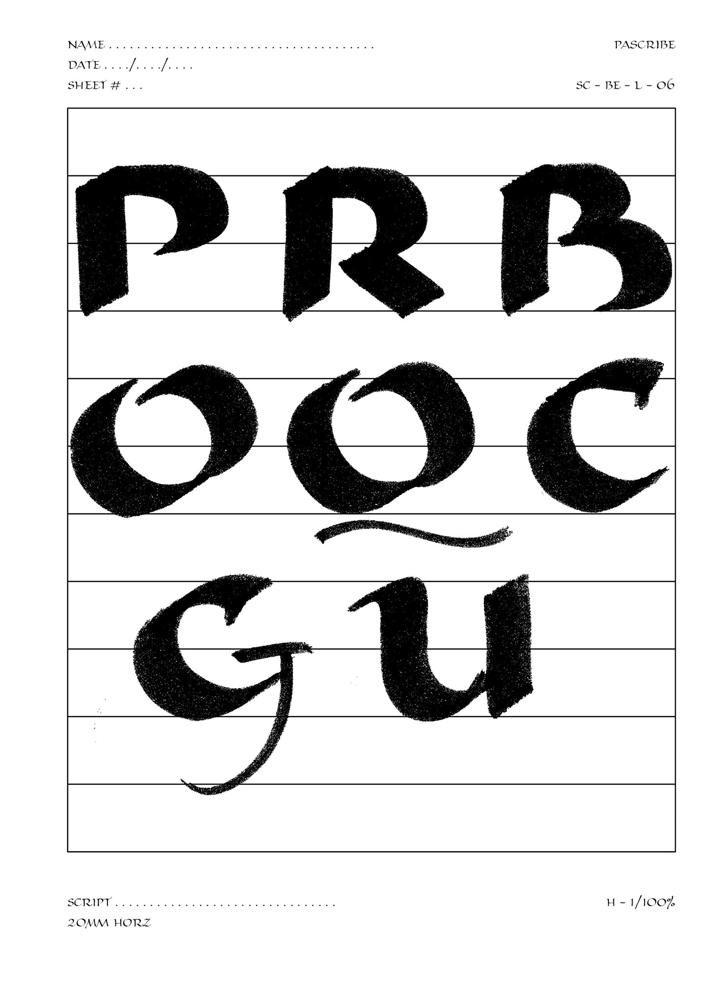 PAScribe - Small Caps - Handouts & Grids - Broad Edged Small & Large
