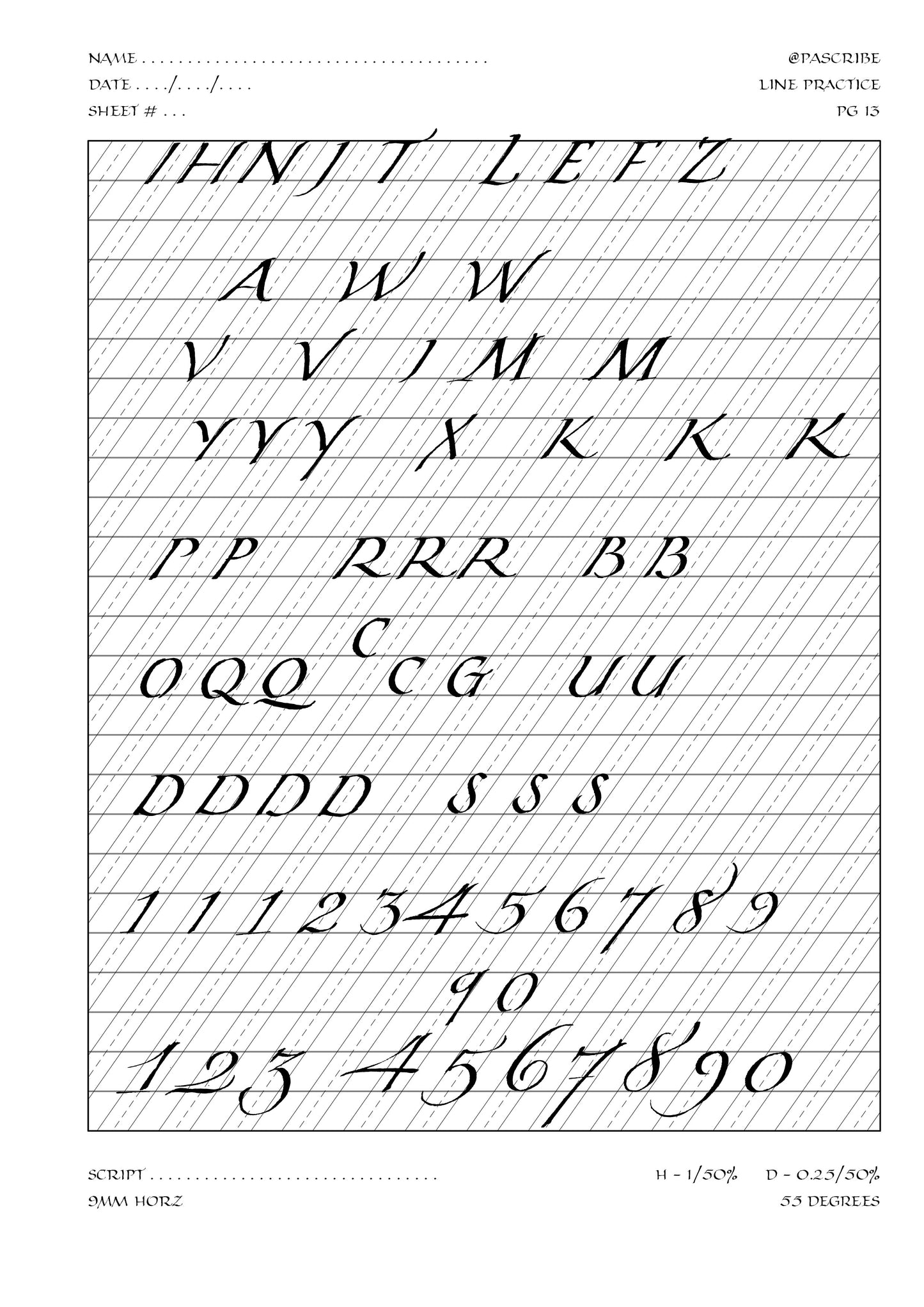 PAScribe - Small Caps - Handouts & Grids - Broad Edged Small & Large