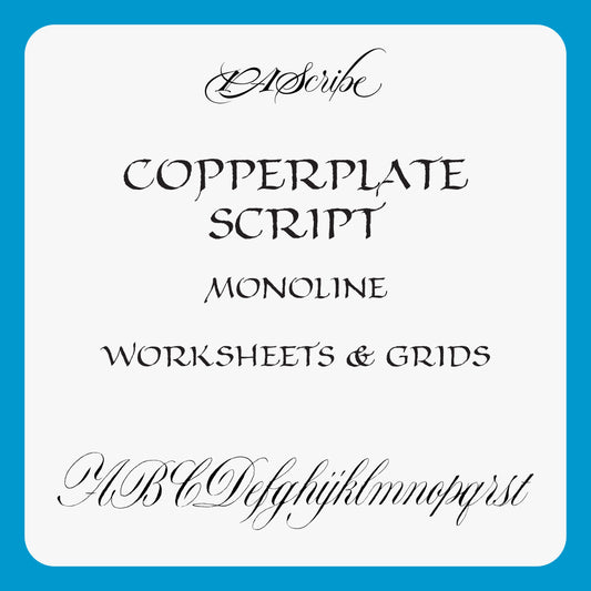 PAScribe - Copperplate Script - Worksheets & Grids - Monoline